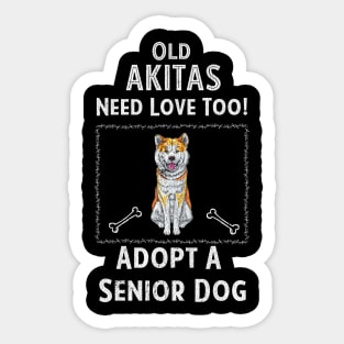 Senior Dog Adoption T-Shirt for Akita Dog Lovers Sticker